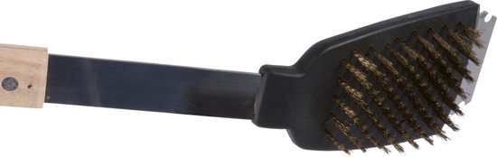 BBQ Collection Brosse et grattoir pour barbecue - Fonction 2 en 1 - 44 cm - Manche en chêne/ acier inoxydable