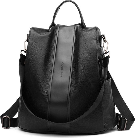 Glennoo Anti-theft Backpack Ladies - Sac à dos pour dames - Cuir PU - Noir