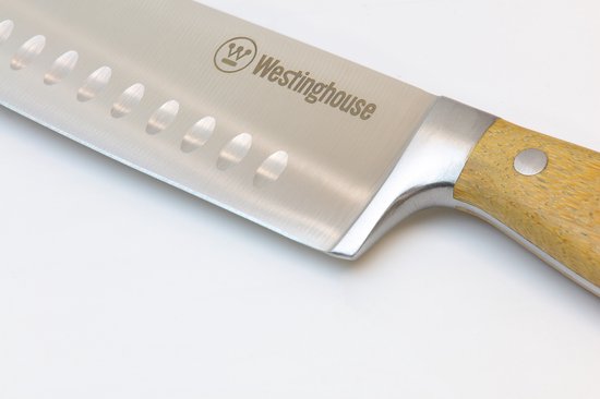 Couteau de chef japonais Westinghouse - Couteau à viande - Couteau de cuisine en acier inoxydable - 17.5 cm - manche en bambou