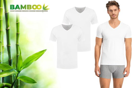 Bambou - T-Shirt Homme - Col V - 2 Pack - Blanc - XXL - Sous-pull Bambou Homme - Col V - T-shirt Anti-Sueur Homme