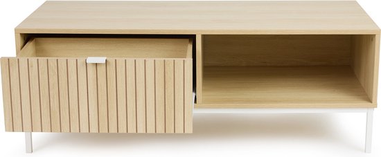 Lifa Living Meuble TV Sorrento - MDF/métal - Marron clair - 110x40x50cm - Charge maximale 25kg