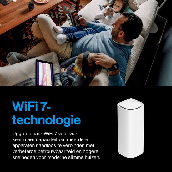 Linksys Velop Pro 7 10G - Mesh WiFi - Tri-bande - Routeur WiFi 7 - 11000 Mbps - 1-Pack - Blanc