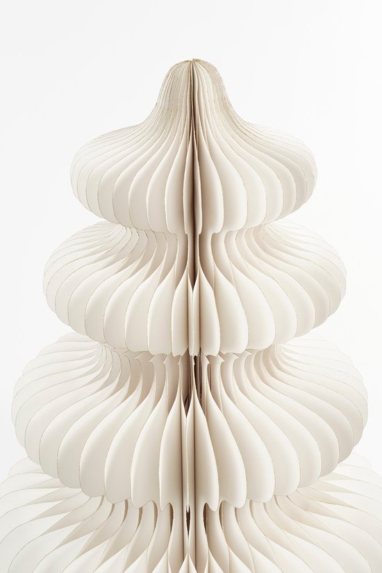 Maison des Saisons Décoration sapin de Noël - H152 x Ø104 cm - Papier - FSC Mix - Blanc