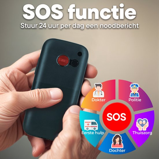 Denver Seniors Mobile Phone 4G - Grandes touches - Bouton SOS - Support de charge - GSM - Simlock-free - Bluetooth - BAS18600L