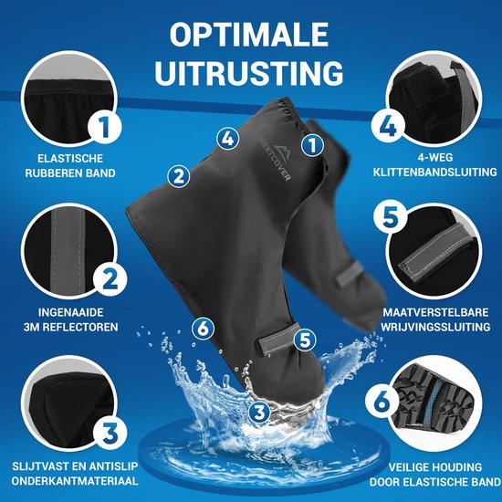 Nextcover® Couvre-chaussures imperméables | Chaussures de pluie 100% imperméables pour vélo | Couvre-chaussures réfléchissant réutilisable| Couvre-chaussures imperméables | Couvre-chaussures | Protection des chaussures | Couvre-chaussures de cyclisme