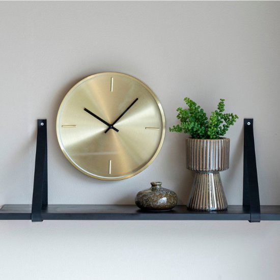 Etagère murale en bois vierge avec cuir 80x20cm