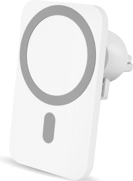 Nuvance - Supports de téléphone pour voiture - Convient pour MagSafe iPhone 12/13/14/15 - Support de téléphone avec chargeur sans fil - Supports de voiture magnétiques - Blanc