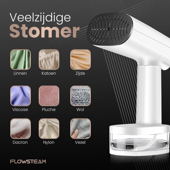 FLOWSTEAM® Luxury Clothes steamer - Défroisseur à main - Vêtements à la vapeur - Snow White Edition