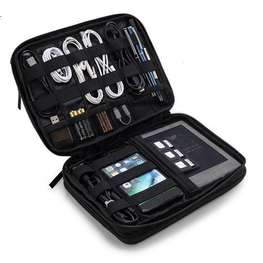 Sunflake Electronics & Cable Organiser - 3 couches - Sac de voyage pour câbles - Hydrofuge - Pour iPad 9.7" - Disques durs - Chargeurs - Gris foncé