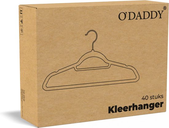 O'DADDY® Velvet Coat hangers - Cintres - 40 Piece Clothes Hangers - Anti-slip - 43,5 cm - Cintres en plastique - Noir