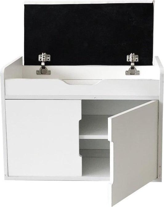 Meuble à chaussures banc avec rangement - banc d'entrée - pliant avec coussin d'assise - blanc