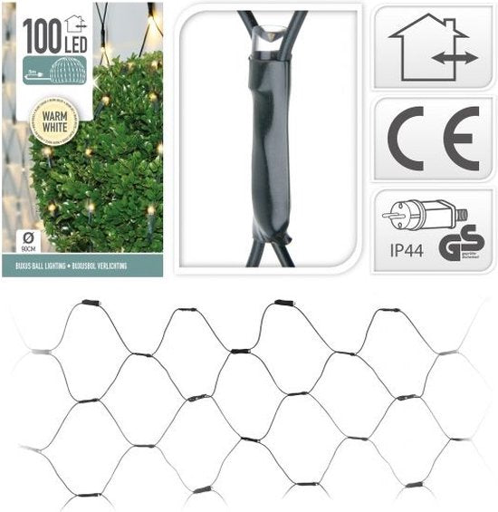 Filet lumineux pour buisson - Nampook - 100 LED - Blanc chaud - Ø 90cm - Arbuste