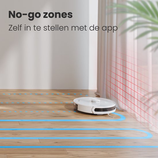 Auronic Robot Aspirateur - Avec fonction balayage - WiFi et App - Station de charge - Animaux domestiques - Robot balayeur - Navigation laser - Blanc