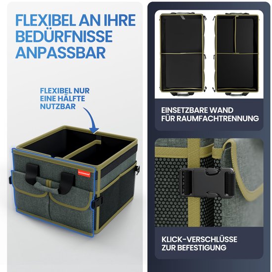 HELDENWERK Organisateur de bottes premium avec couvercle, robuste et antidérapant - Sac à bottes pliable, grand avec double fond - Coffre, boîte d'organisation de bottes