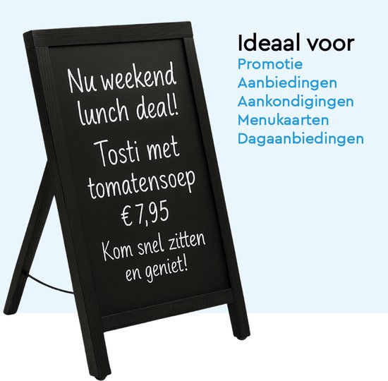 BRASQ Chalkboard Black - 55x 85 CM - Tableau noir - Enseigne publicitaire - Enseigne de trottoir - Simple face - pour l'intérieur et l'extérieur - Hospitality