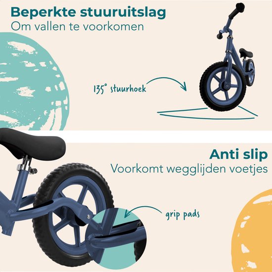 LifeGoods KiddyCruiser Balance Bike - 2 ans - Garçons et filles - Bleu marine