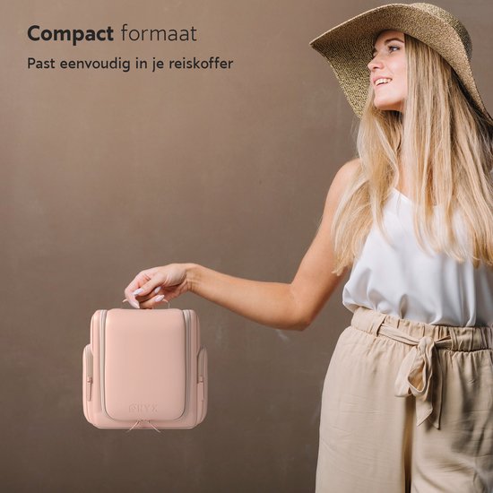 ONYX Trousse de toilette rose - Trousse de maquillage - Organisateur de cosmétiques - Organisateurs internes - Miroir de maquillage - Suspendable - Femmes et hommes - Taille : L