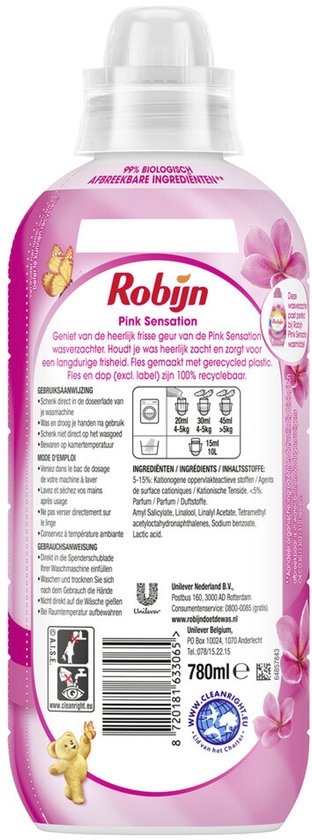 Robijn Assouplisseur de tissus Pink Sensation 39 lavages - 780 ml