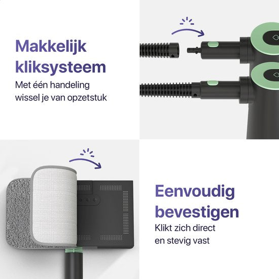 LUMAN 16 in 1 Steam Cleaner AND Hand Dryer V3 - Carpet Cleaner - Stain Cleaner - Floor Cleaner - With 16 Attachments and 3 Microfiber Cloths - Green (Nettoyeur à vapeur et séchoir à main 16 en 1 V3 - Nettoyeur de tapis, de taches et de sols)