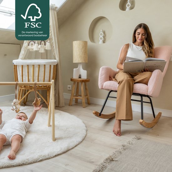 SITTT Fauteuil à bascule - Fauteuil de relaxation pour la chambre de bébé - Fauteuil - Chaise d'allaitement - Rose clair