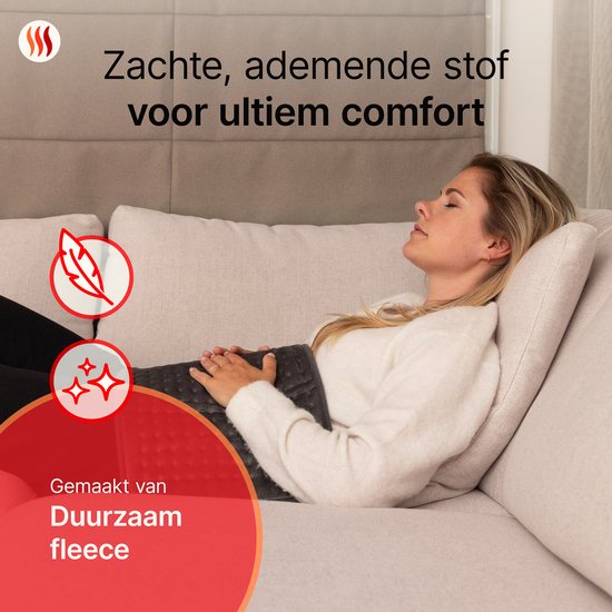 Seranova Coussin chauffant électrique pour le dos, les pieds, la nuque, les épaules, l'abdomen - Coussin chauffant - Coussin chauffant - Machine à laver - 60x30cm - Gris foncé