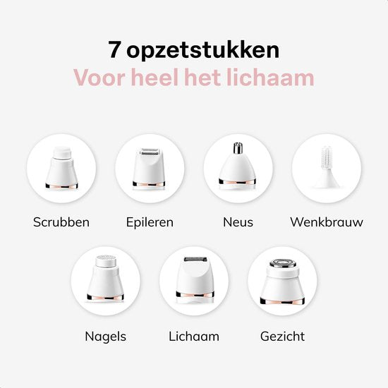 Vimora Ladyshave 7-in-1 - Épilateur femmes - Épilateur visage - Épilateur - Épilateur visage - Epilady - Rasoir femmes - Épilation & épilation visage - Ladyshaves