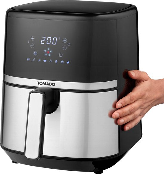 Tomado TAF5401S - Friteuse à air - Capacité de 5,4 litres - Friteuse à air chaud - Affichage numérique - 800 grammes de frites - Noir/RVS