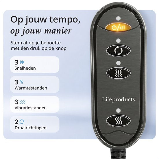 Coussin de massage Lifeproducts pour la nuque et le dos - Appareil de massage pour la nuque - Massage du dos - Appareil de massage Shiatsu pour la nuque avec fonction chauffante et fonction vibrante