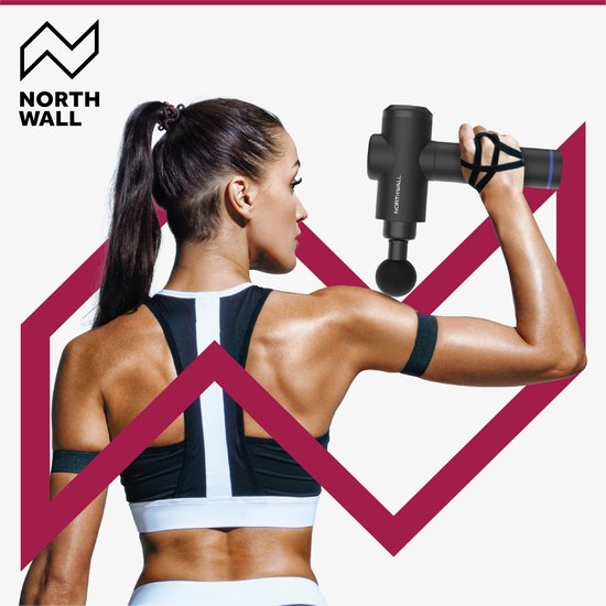 Northwall Massage Gun Professional Prime - Pistolet de massage avec étui et 7 accessoires dont une tête de massage en chêne - Appareil de massage sportif et de relaxation puissant et sans fil