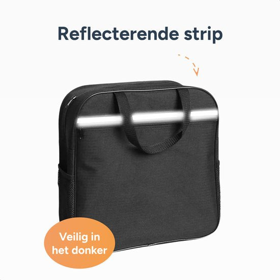 Alyze Sac pour fauteuil roulant avec bande réfléchissante - Imperméable - Grand sac de rangement - Convient au fauteuil roulant, au scooter de mobilité et au rollator - noir - Accessoires pour fauteuils roulants