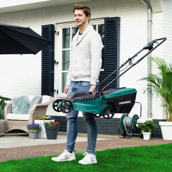 VONROC Tondeuse à gazon 1300W 32cm de largeur de coupe - et Tondeuse à gazon 300W - Ø230mm de diamètre de coupe - Ensemble complet !