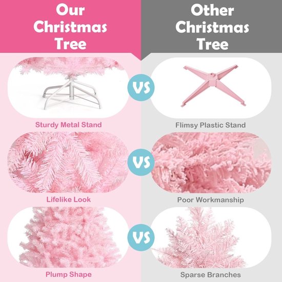 Coast 150 cm sapin de Noël rose avec paillettes colorées