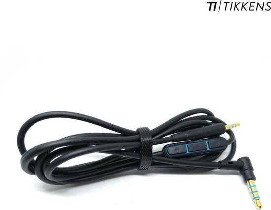 TIKKENS® Câble audio - Prise 2,5 mm vers prise 3,5 mm - Noir - 1,35 m - Aux - Microphone - Convient pour Bose Quietcomfort 25/35, Apple - Casque supra-auriculaire - Câble d'extension
