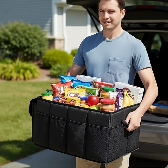 Organisateur de coffre - Compact et spacieux - Accessoires de voiture - Boîte de rangement pour siège auto - Pour siège arrière - Noir - Luft