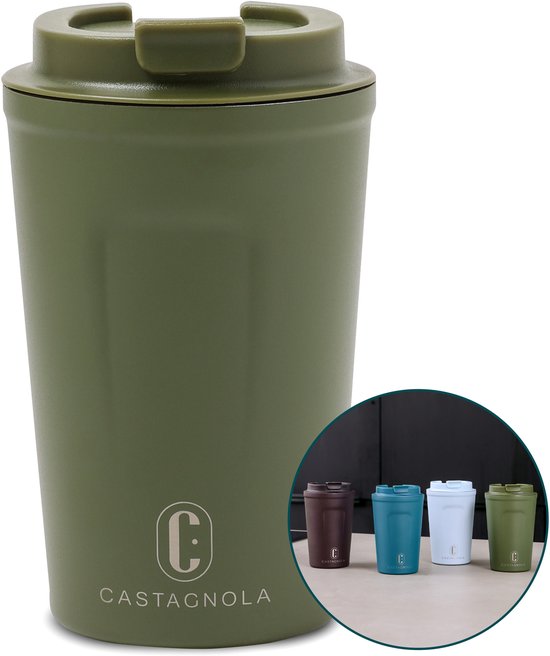 Mug thermos Castagnola - Tasse à café To Go - Mug de voyage pour le café et le thé - Mug à thé - 380 ML - acier inoxydable - Vert
