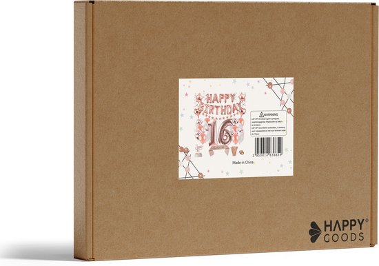 Happy Goods Birthday Decorations - Sweet 16 - Happy Birthday Garland - Rose Gold - Balloons - 61 Pieces - Birthday Decorations