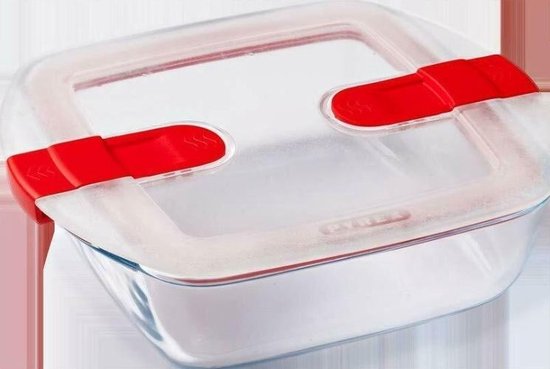 Pyrex - Cook & Heat Bowl Square 1 litre Set of 3 Pieces - Transparent/Rouge