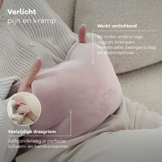 Pichet électrique Zenwave avec manchon - Affichage numérique - Pichet d'eau chaude et pichet d'eau avec chauffe-mains - Coussin chauffant rechargeable - Bande chauffante menstruelle - Durable et sans fil - Camping et extérieur - Pichet d'eau chaude rose -