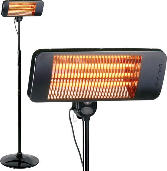 alpina Infrared Heater Stand - Terrace Heater 2000W 3 Heat Settings - Splashproof Terrace Heater IP24 with Infrared Panel