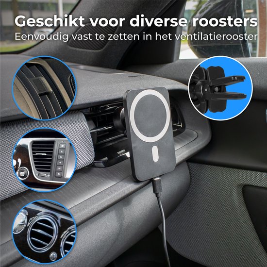 Nuvance Phone Holders Car - Convient pour MagSafe iPhone 12/13/14/15/16 - Support de téléphone - Chargeur sans fil - Support de téléphone mobile pour voiture