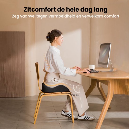 ProtoArc® SC Butterfly Seat Cushion - Coussin de siège orthopédique ergonomique - Coussin de chaise et coussin de rebond - Coussin coussin en mousse à mémoire de forme - Pour chaise de bureau, voiture et maison - Respirant et antidérapant