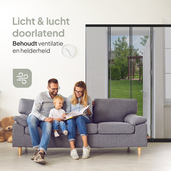 O'DADDY® Fly Curtain Slatted Screen - 150x260 cm - Rideau de porte - Design ajustable - Fibre de verre - Moustiquaire de porte noire