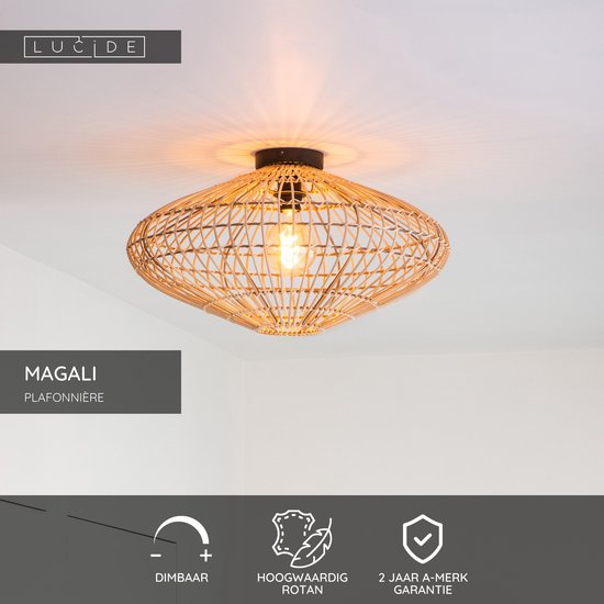 Lucide MAGALI - Plafonnier - Ø 56 cm - 1xE27 - Naturel