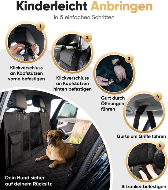HELDENWERK housse de voiture pour siège arrière de chien imperméable et résistante aux rayures - couverture universelle pour siège arrière de voiture avec protection latérale et fenêtre de visualisation - couverture de voiture pour chien, protection du si
