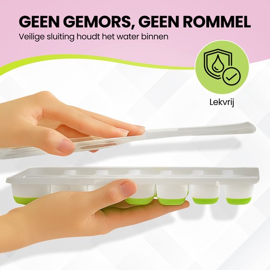 TTD® Moule à glaçons en silicone avec couvercle - Lot de 4 - 14 x 4 glaçons - Empilable - Sans BPA - Les glaçons sont faciles à presser