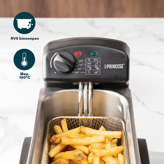 Friteuse 3 litres - Princess 182626 Family Castel friteuse 3 litres - Zone froide - Capacité 3 litres - friteuse Princess - 2000W