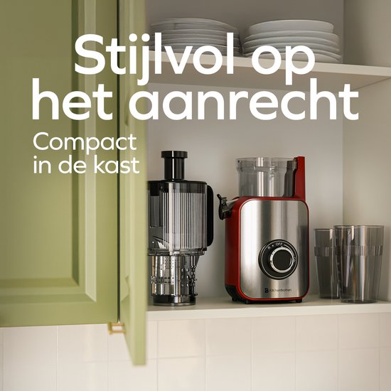 KitchenBrothers Slowjuicer - Vertical - Presse-agrumes - Presse-légumes et fruits - 126 mm - 750 ml - Rouge