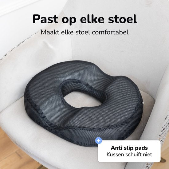 Coussin de siège orthopédique - Coussin en forme de beigne - Rebondissant - Ergonomique - Mousse à mémoire de forme - Pour voiture, chaise de bureau et canapé - Alyze