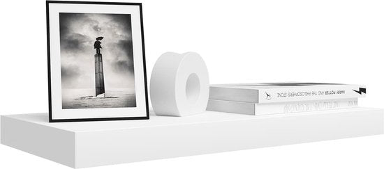 Rootz Etagère murale - Bibliothèque flottante pour la décoration d'intérieur - Organisateur mural en bois blanc - 60x23x3.8cm