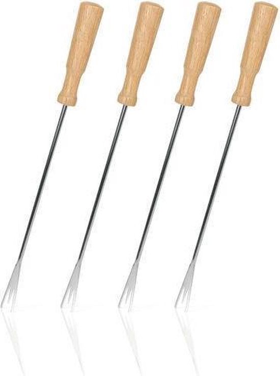 Fourchettes à fondue Boska Oslo - Set de 4 fourchettes - avec prise supplémentaire - Argent/Marron